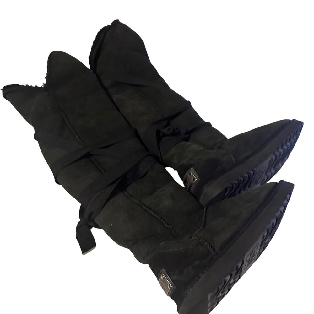Love Collective Australia knee high black suede boots size 9